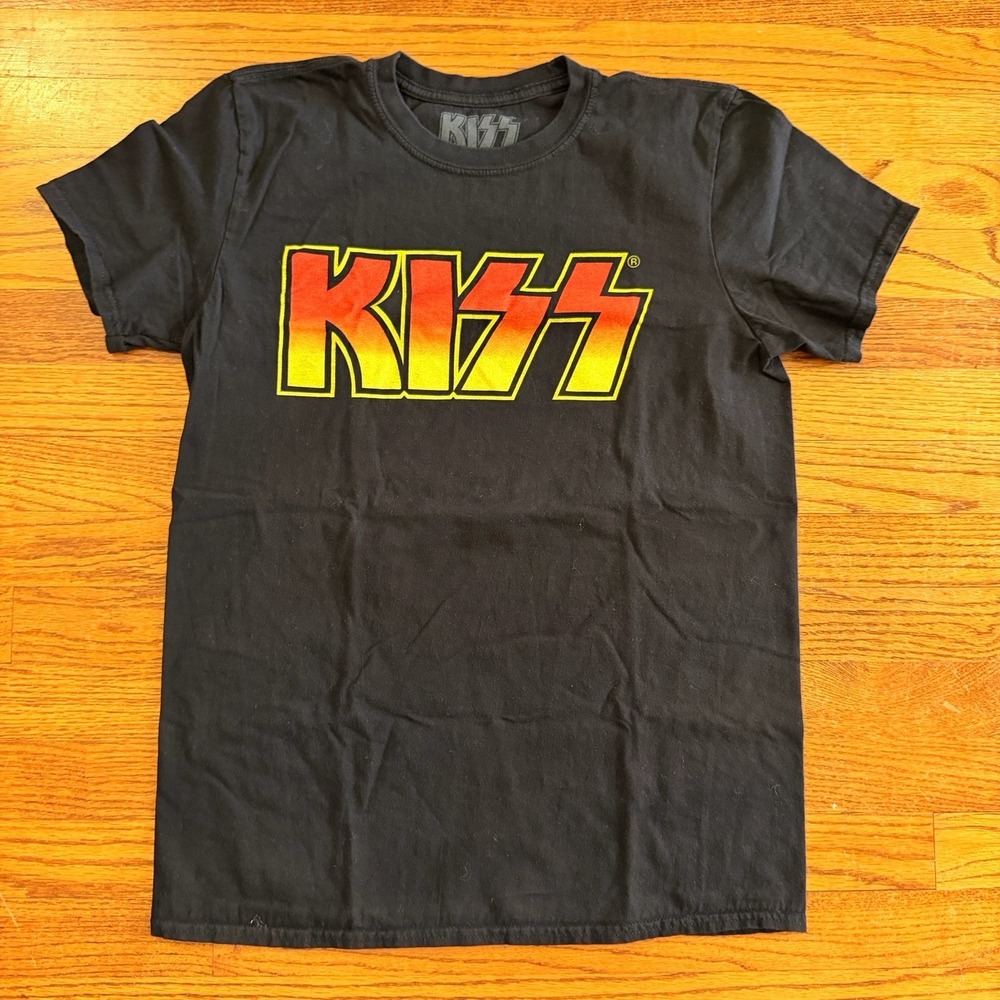 KISS‎ Black T-shirt Red And Yellow Logo Men's Size M